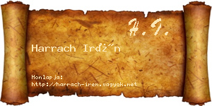 Harrach Irén névjegykártya